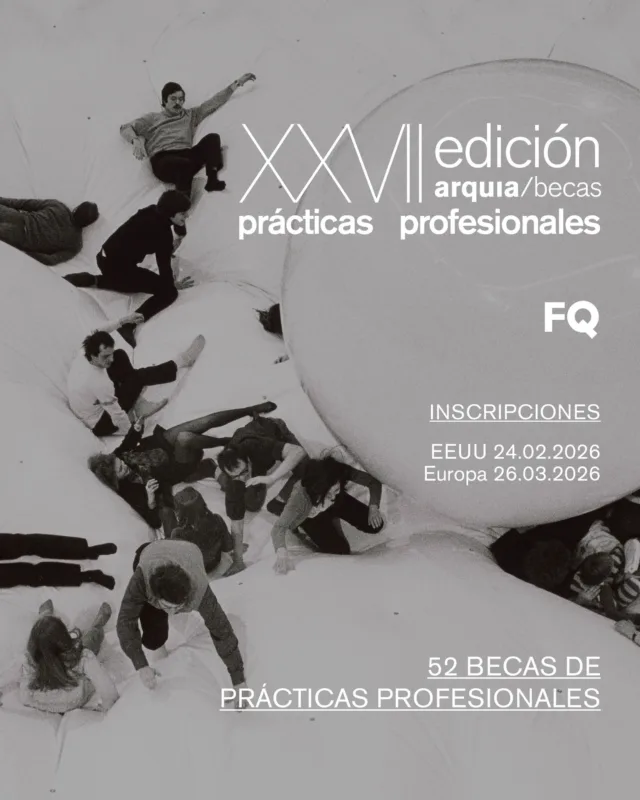 📢 Nueva convocatoria arquia/becas ― Prácticas Profesionales 2026🚀  La @fundacion.arquia concede 52 becas a estudiantes de arquitectura en sus últimos años universitarios y a jóvenes arquitectas y arquitectos que hayan cursado sus estudios en escuelas de España y Portugal:  🔸30 en estudios de arquitectura en Europa
🔸5 en estudios de arquitectura en EEUU
🔸8 becas en Gestión Cultural
🔸5 becas en Administración Pública
🔸4 becas en Urbanismo y desarrollo  ↘️3 modalidades de participación compatibles entre sí:  🔹Portfolio 
🌎Para los destinos en Estados Unidos.
🗓️24 febrero 2026 (12h mediodía)
Resolución anticipada a los destinos en Europa.  🔹Expediente académico 
🔹Concurso 
🌍Ambas para los destinos en Europa.
🗓️26 marzo 2026 (12h mediodía)  🔗Más información, bases e inscripciones: https://fundacion.arquia.com/convocatorias/becas/convocatoria-2026/  📷Haus-Rucker-Co: LIVE, Ausstellungseröffnung, 7 February 1970 (detail) Photo: Belvedere, Vienna ©Peter Baum  #becasarquia #arquiabecas #arquitectura #fundacionarquia #practicasprofesionales #escueladearquitectura #estudiantesdearquitectura