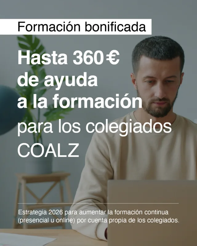 Desde la vocalía de asuntos profesionales queremos informarles que este año continuaremos con la propuesta planteada el año pasado sobre las ayudas a la formación.  El procedimiento será el siguiente:  El colegiado seleccionará y abonará el curso por cuenta propia.  Realizará el curso dentro del tiempo estipulado (de noviembre 2025 hasta octubre del 2026, incluidos ambos meses). El colegiado se tiene que asegurar que el curso elegido se pueda realizar en tal periodo de tiempo.  Solicitar y presentar matrícula/abono del acto formativo, resumen de formación justificativa y certificado de finalización del curso o aprovechamiento del acto formativo por medio de un email a vocal@coa-lz.com cumplimentando el formulario “MODELO PETICIÓN DE AYUDA A FORMACIÓN ARQUITECTOS COLEGIADOS”.  En noviembre, la Junta directiva del COALZ confirmará la aceptación de la tramitación y abonará, máximo, la cantidad anteriormente mencionada (360Euros). Si el curso o cursos realizados tienen un coste menor, se abonará dicha cantidad.  Toda la información en coa-lz.com