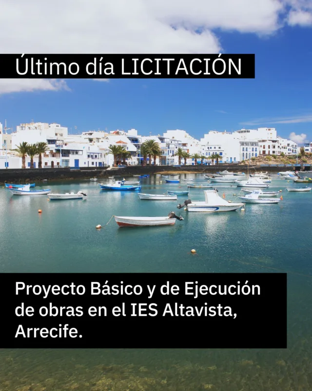 Recordatorio: Último día para presentar ofertas.  Estudio Geotécnico del Terreno y Redacción de Proyecto Básico y de Ejecución de las obras de Reformas y Ampliación del actual Centro de Educación Secundaria IES Altavista, en el municipio de Arrecife, Isla de Lanzarote- Las Palmas.  Publicado en la Plataforma de Contratación del Sector Público con número de expediente SER/2026/0000115414  Valor estimado del contrato 211.975 EUR.
Importe 226.813,25 EUR.
Importe (sin impuestos) 226.813,25 EUR.
Plazo de Ejecución: 6 Mes(es)
Procedimiento Abierto
Tramitación Ordinaria  Plazo de Presentación de Oferta Hasta el 24/09/2026 a las 23:59
Observaciones: Se debe tener en cuenta que la hora señalada se refiere a la hora oficial de la Plataforma (hora peninsular) estableciéndose en la CA de Canarias, las 22:59 horas como hora límite para la presentación de ofertas.